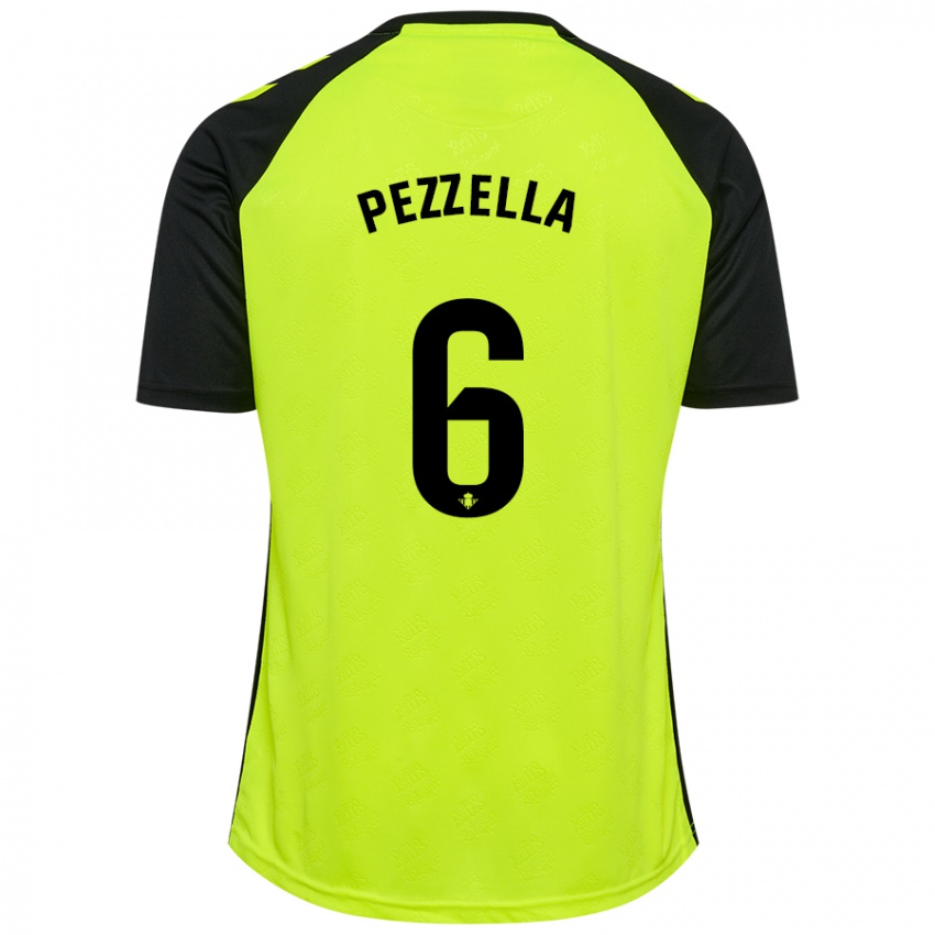 Niño Camiseta Germán Pezzella #6 Amarillo Fluorescente Negro 2ª Equipación 2024/25 La Camisa México