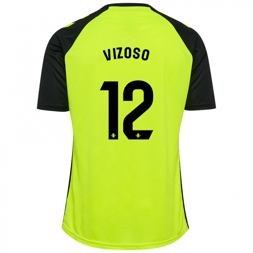 Niño Camiseta Paula Vizoso Prieto #12 Amarillo Fluorescente Negro 2ª Equipación 2024/25 La Camisa México