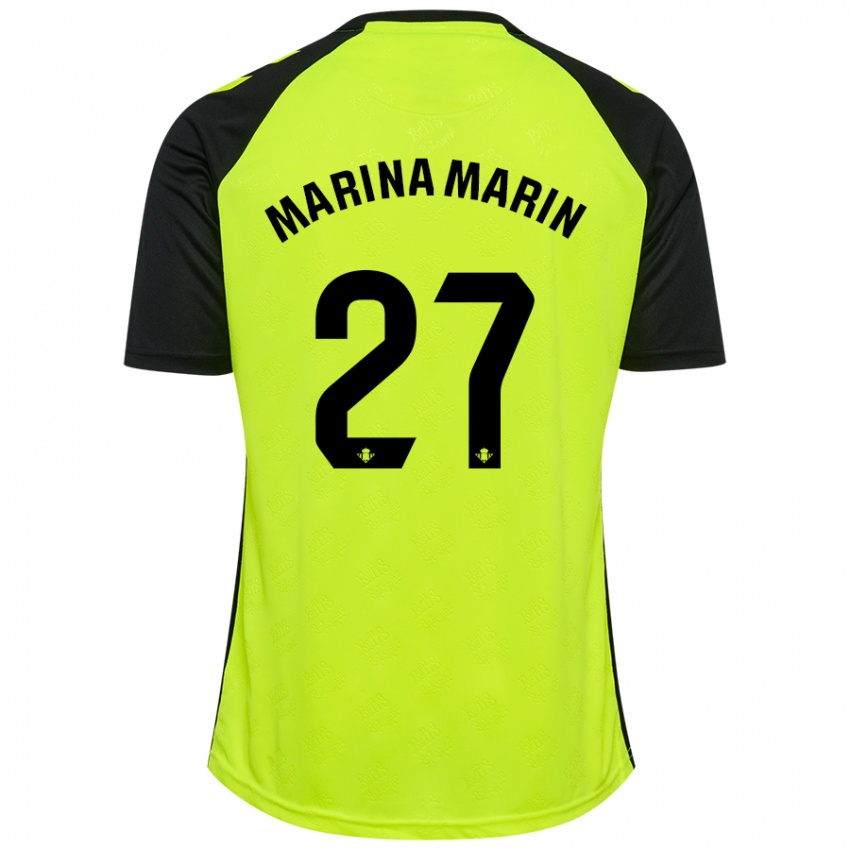 Niño Camiseta Marina Marín #27 Amarillo Fluorescente Negro 2ª Equipación 2024/25 La Camisa México