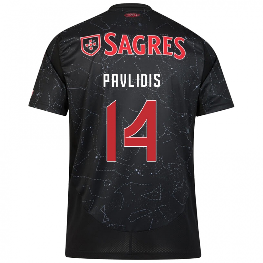 Niño Camiseta Vangelis Pavlidis #14 Negro Rojo 2ª Equipación 2024/25 La Camisa México