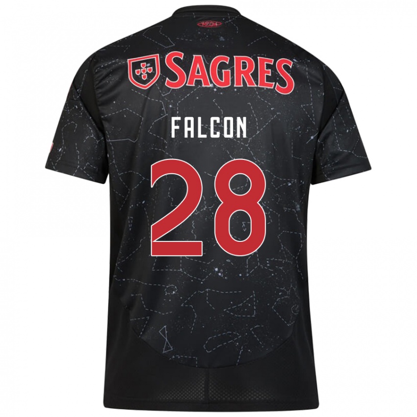 Niño Camiseta Andrea Falcón #28 Negro Rojo 2ª Equipación 2024/25 La Camisa México