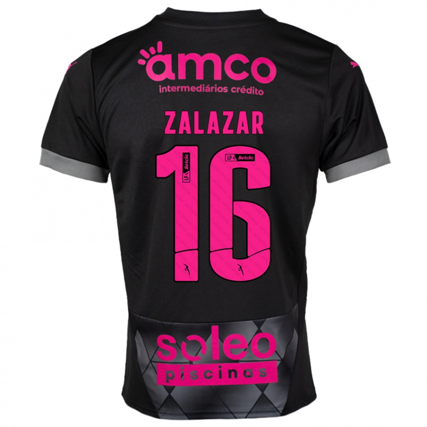 Niño Camiseta Rodrigo Zalazar #16 Negro Rosa 2ª Equipación 2024/25 La Camisa México