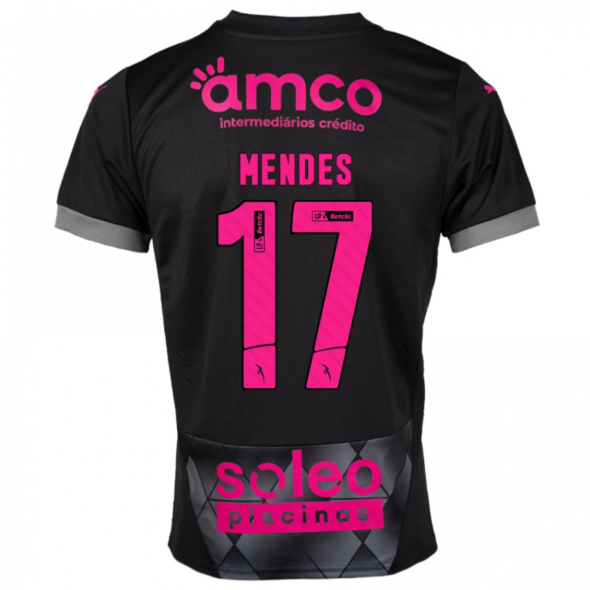 Niño Camiseta Joe Mendes #17 Negro Rosa 2ª Equipación 2024/25 La Camisa México