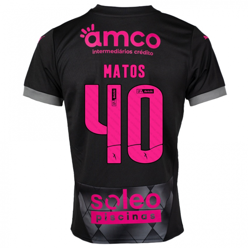 Niño Camiseta João Matos #40 Negro Rosa 2ª Equipación 2024/25 La Camisa México