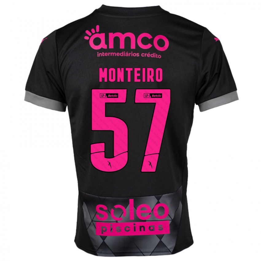 Niño Camiseta Jordan Monteiro #57 Negro Rosa 2ª Equipación 2024/25 La Camisa México