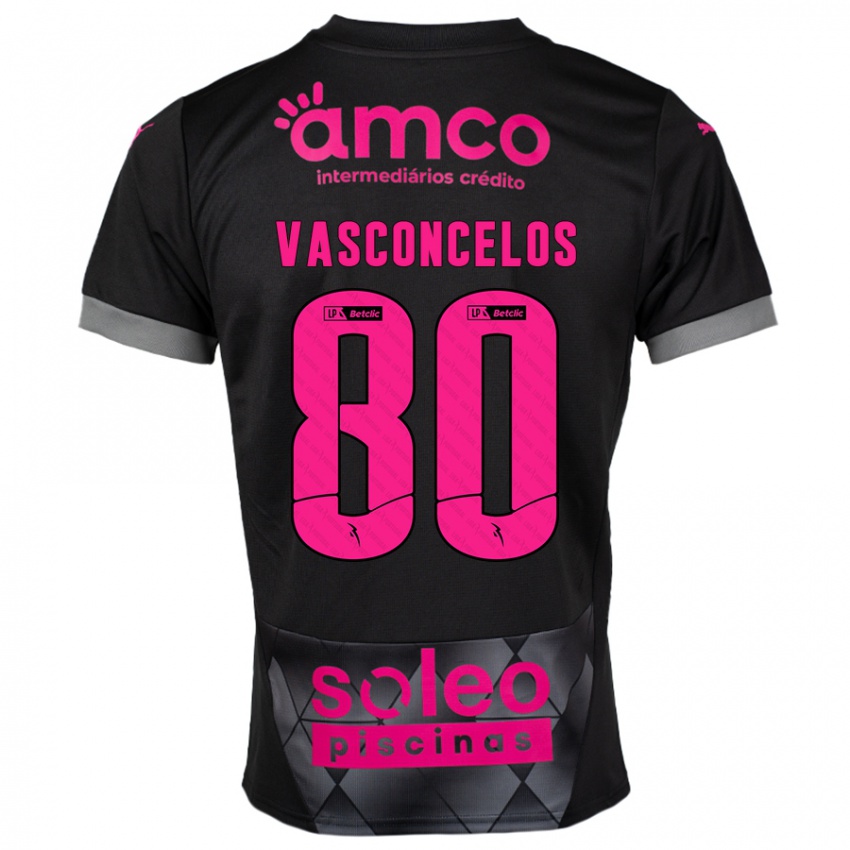 Niño Camiseta Vasconcelos #80 Negro Rosa 2ª Equipación 2024/25 La Camisa México