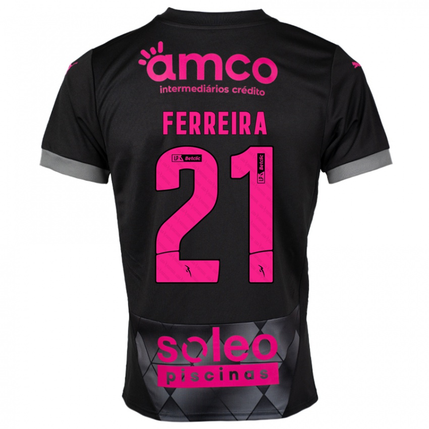 Niño Camiseta Ana Carolina Ferreira #21 Negro Rosa 2ª Equipación 2024/25 La Camisa México