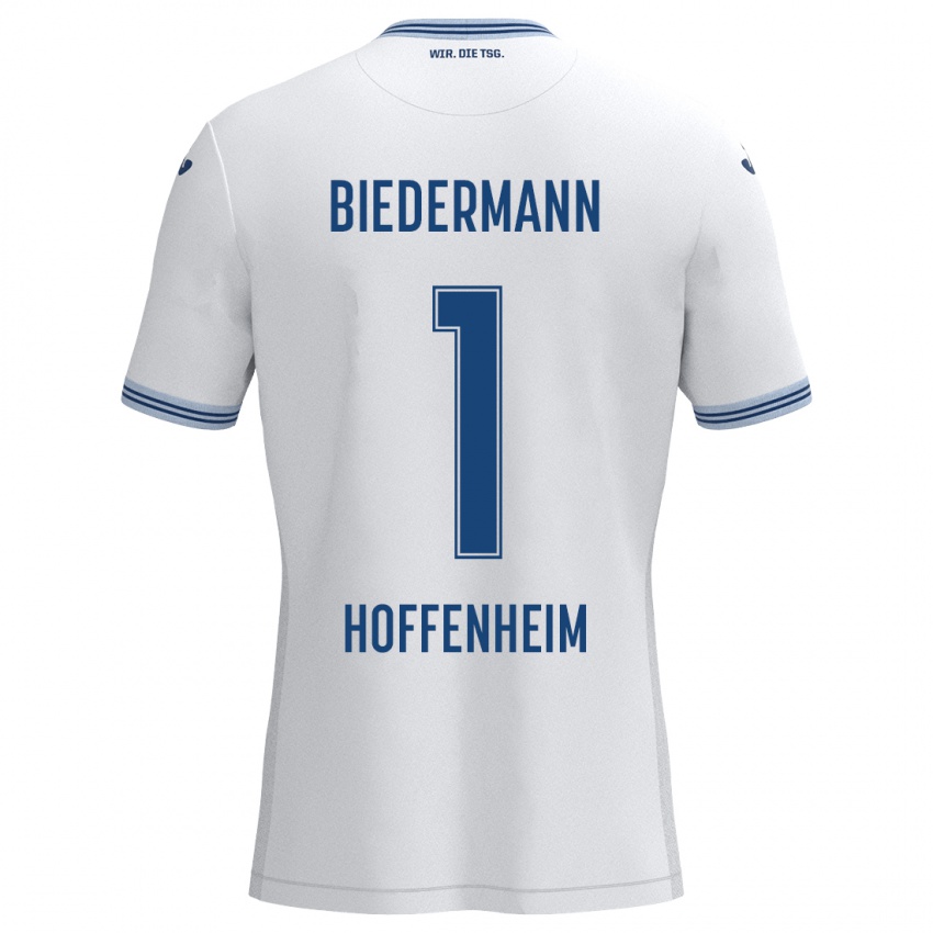 Niño Camiseta Nico Biedermann #1 Blanco Azul 2ª Equipación 2024/25 La Camisa México