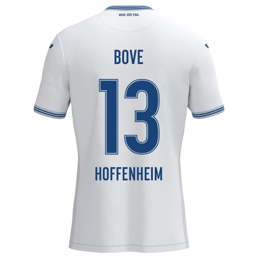 Niño Camiseta Nevio Bove #13 Blanco Azul 2ª Equipación 2024/25 La Camisa México