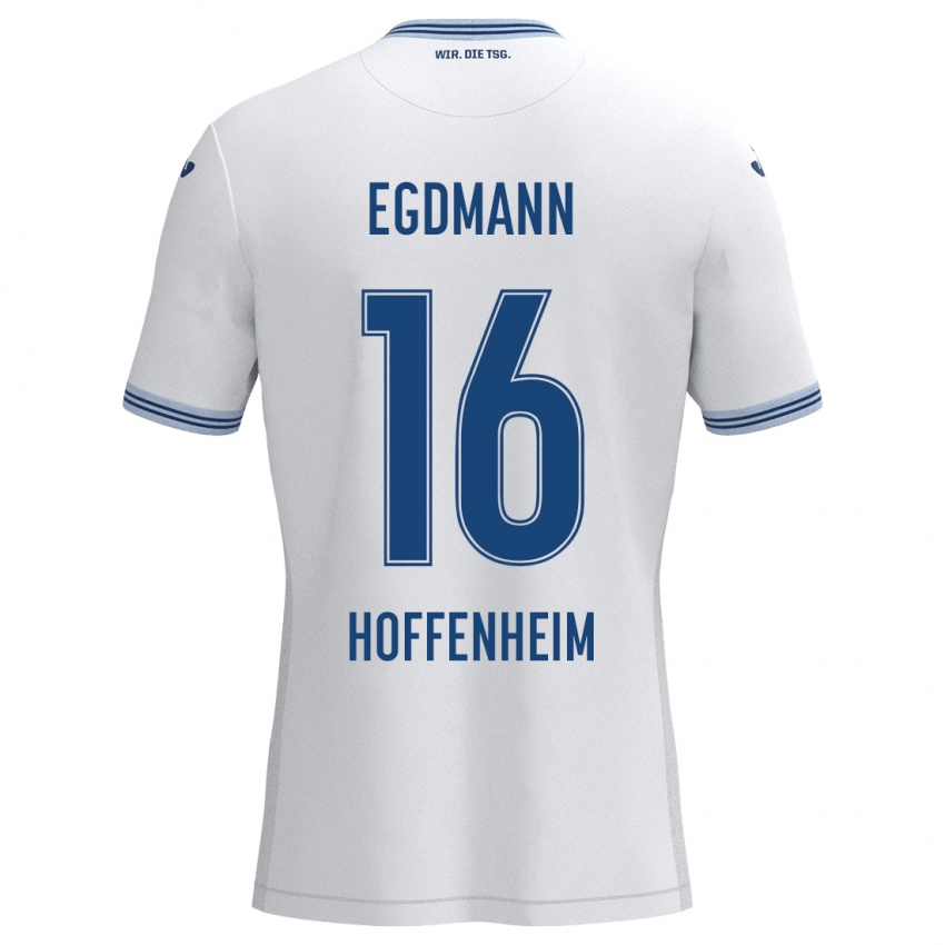 Niño Camiseta Mika Egdmann #16 Blanco Azul 2ª Equipación 2024/25 La Camisa México