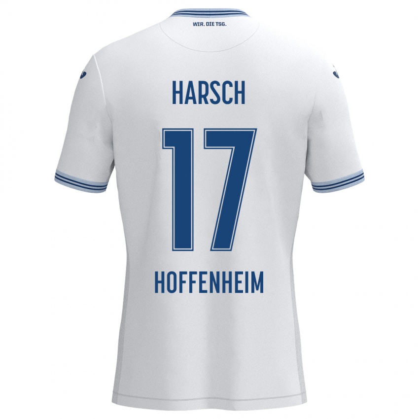 Niño Camiseta Franziska Harsch #17 Blanco Azul 2ª Equipación 2024/25 La Camisa México