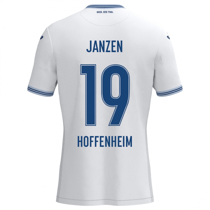 Niño Camiseta Mathilde Janzen #19 Blanco Azul 2ª Equipación 2024/25 La Camisa México