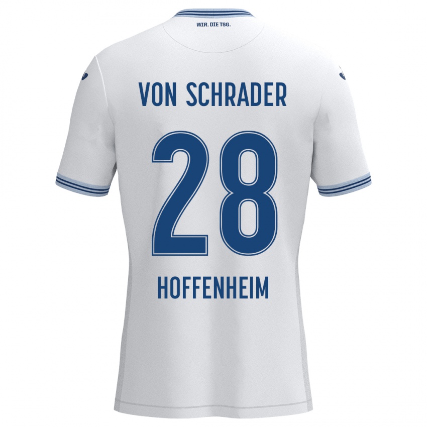 Niño Camiseta Lina Von Schrader #28 Blanco Azul 2ª Equipación 2024/25 La Camisa México