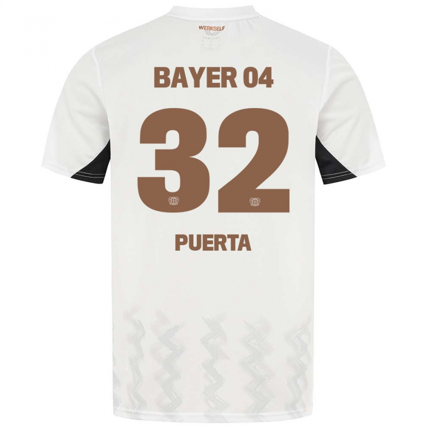 Niño Camiseta Gustavo Puerta #32 Blanco Negro 2ª Equipación 2024/25 La Camisa México