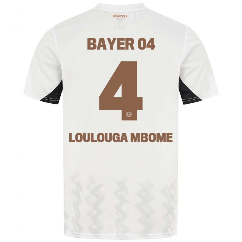 Niño Camiseta Adrien Loulouga Mbome #4 Blanco Negro 2ª Equipación 2024/25 La Camisa México