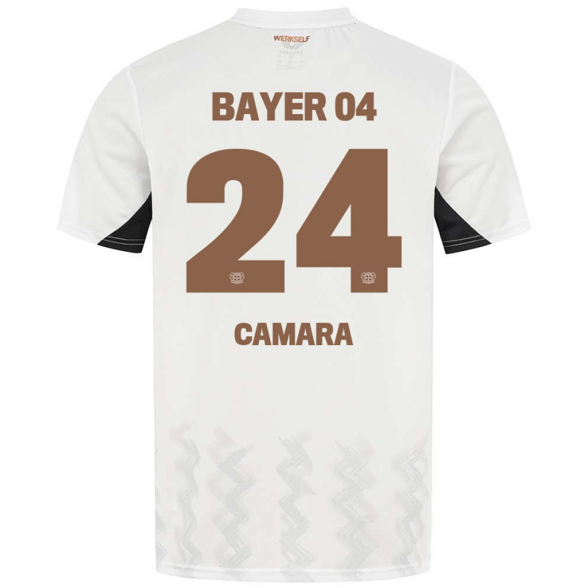 Niño Camiseta Nourdine Camara #24 Blanco Negro 2ª Equipación 2024/25 La Camisa México