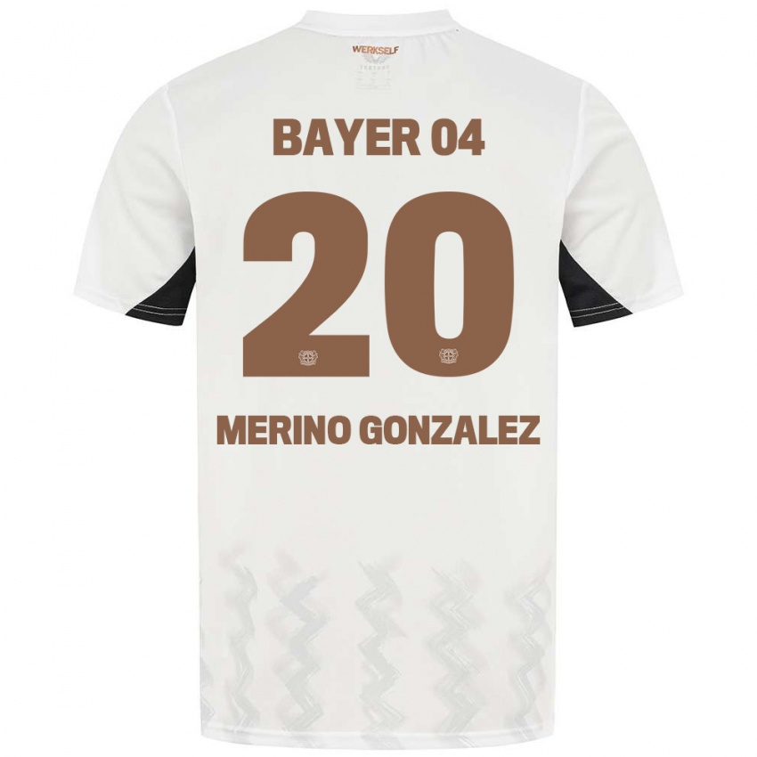 Niño Camiseta Estrella Merino Gonzalez #20 Blanco Negro 2ª Equipación 2024/25 La Camisa México