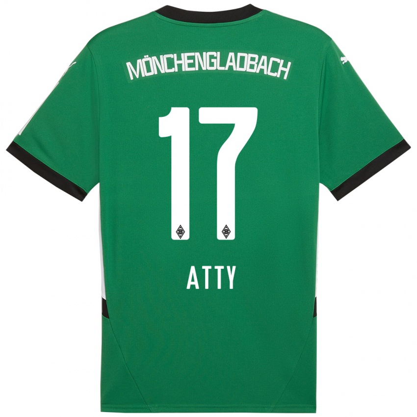 Niño Camiseta Yassir Atty #17 Verde Blanco 2ª Equipación 2024/25 La Camisa México