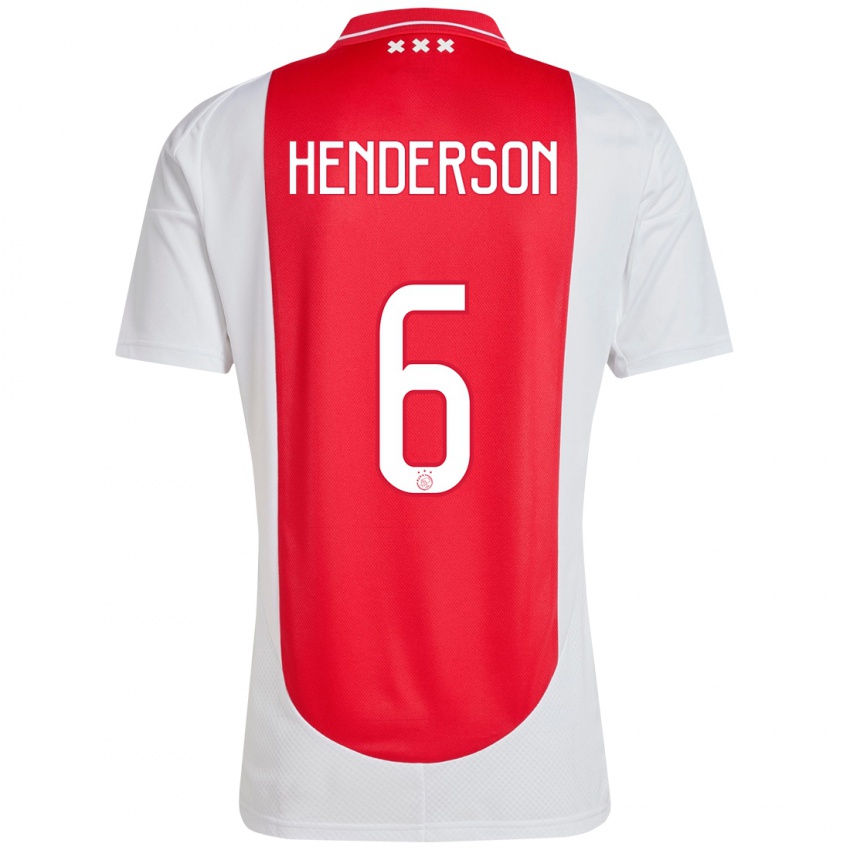 Hombre Camiseta Jordan Henderson #6 Rojo Blanco 1ª Equipación 2024/25 La Camisa México