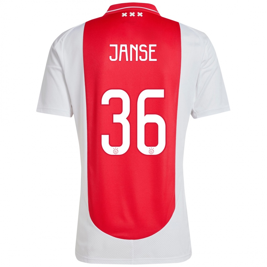 Hombre Camiseta Dies Janse #36 Rojo Blanco 1ª Equipación 2024/25 La Camisa México