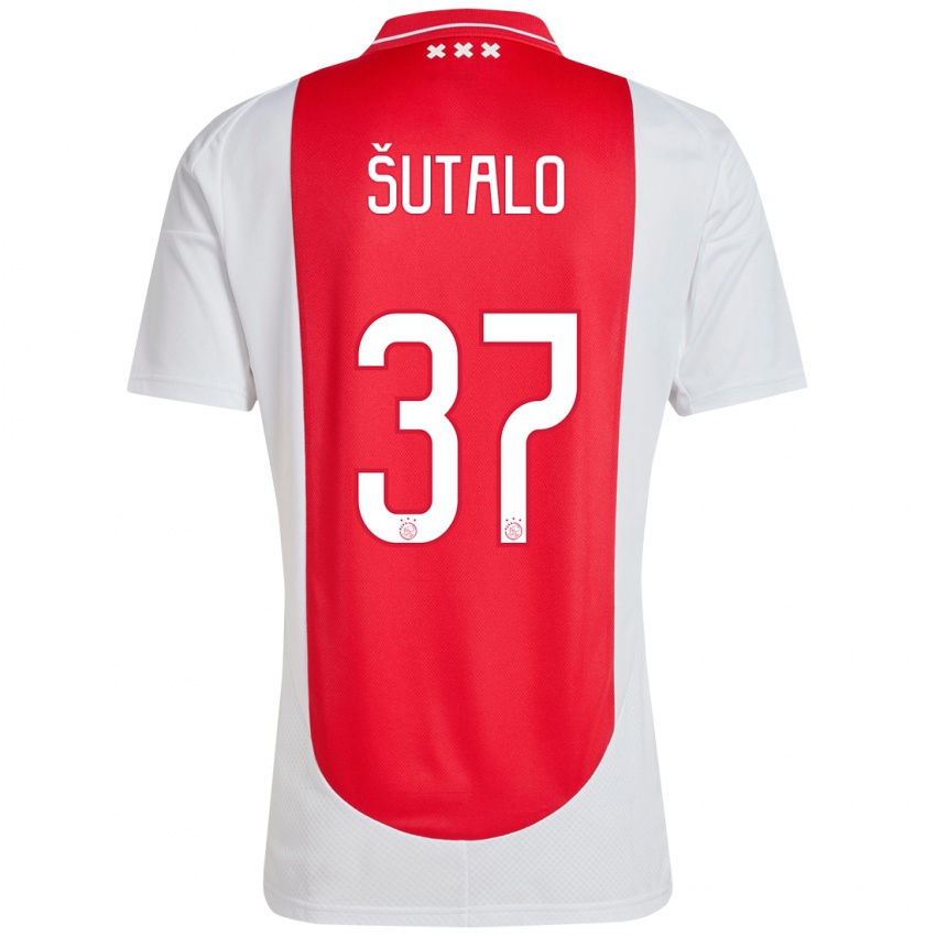 Hombre Camiseta Josip Sutalo #37 Rojo Blanco 1ª Equipación 2024/25 La Camisa México