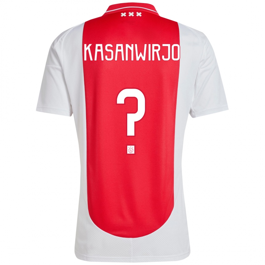 Hombre Camiseta Kennynho Kasanwirjo #0 Rojo Blanco 1ª Equipación 2024/25 La Camisa México