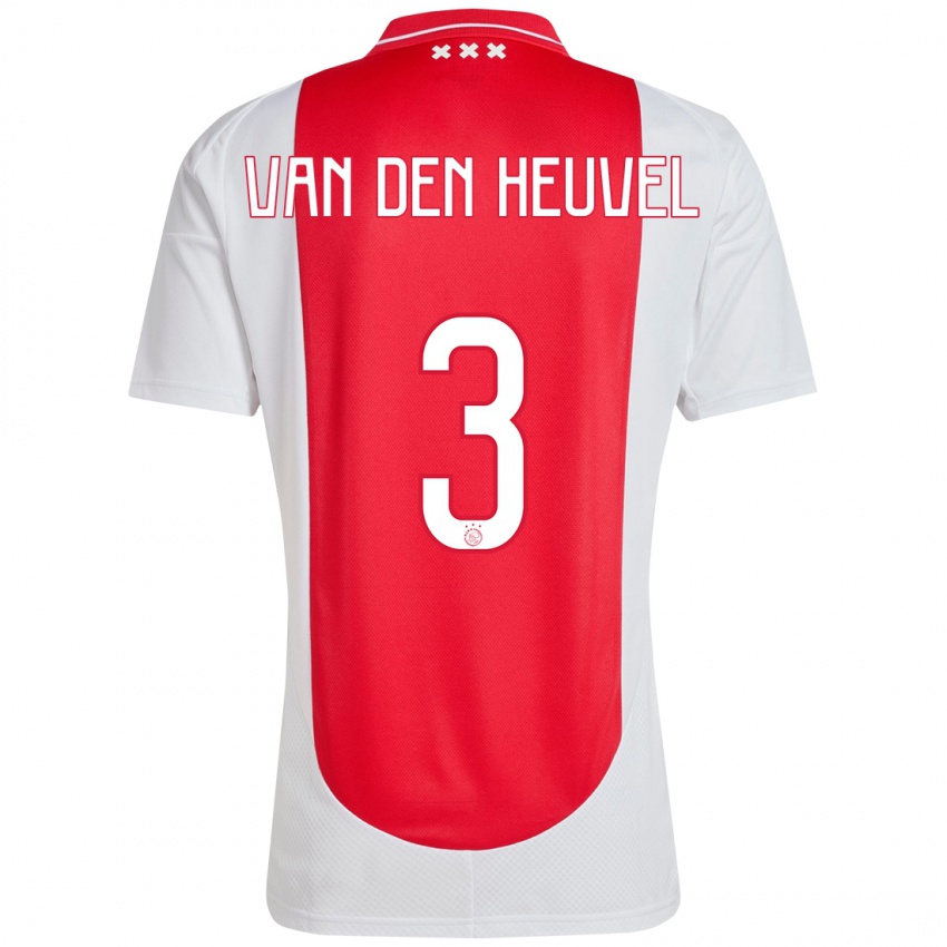 Hombre Camiseta Nino Van Den Heuvel #3 Rojo Blanco 1ª Equipación 2024/25 La Camisa México