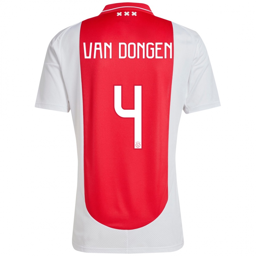 Hombre Camiseta Bram Van Dongen #4 Rojo Blanco 1ª Equipación 2024/25 La Camisa México