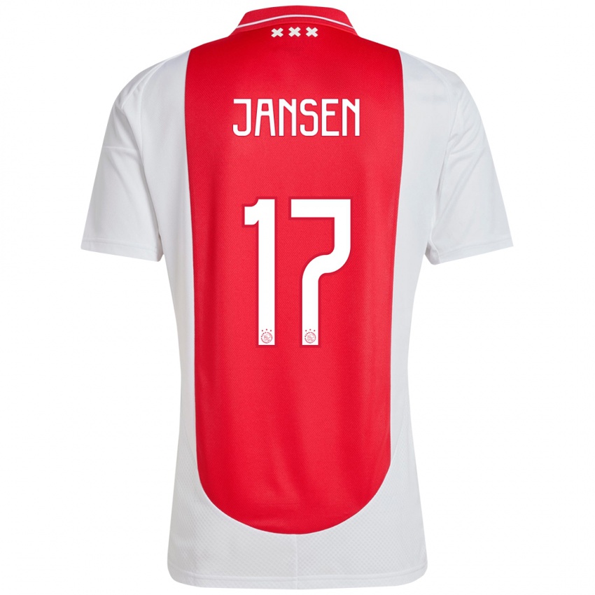 Hombre Camiseta Bente Jansen #17 Rojo Blanco 1ª Equipación 2024/25 La Camisa México