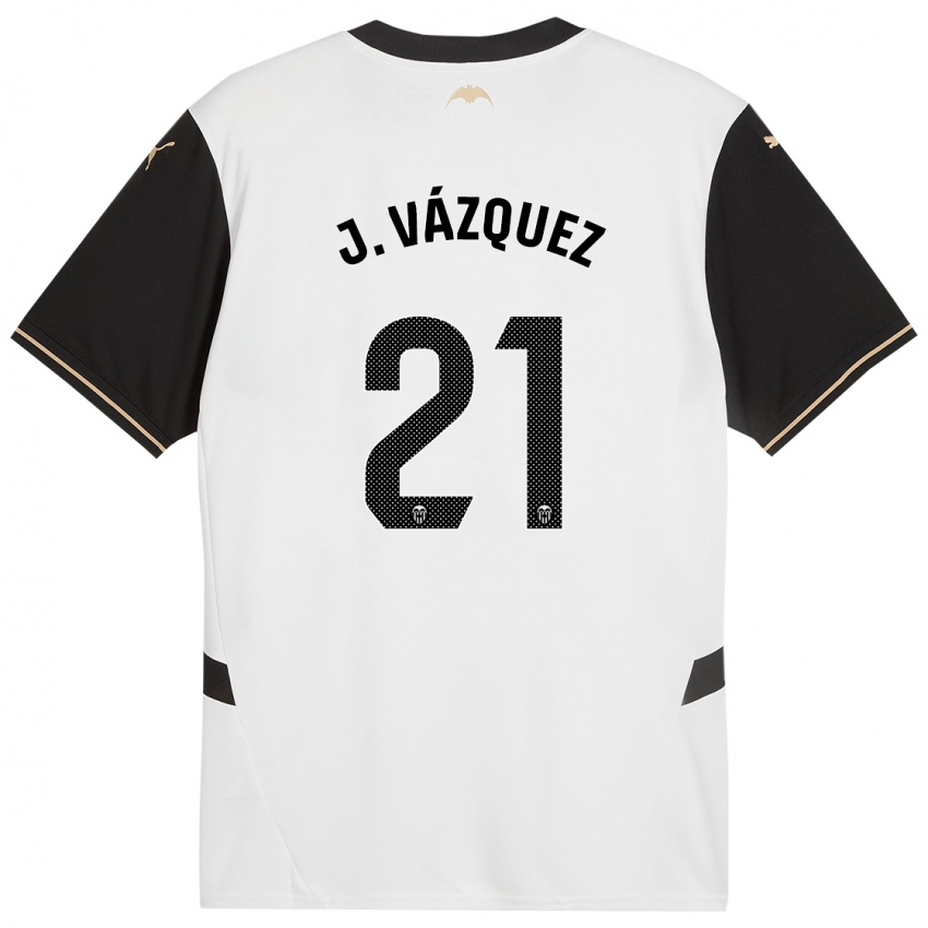 Hombre Camiseta Jesus Vazquez #21 Blanco Negro 1ª Equipación 2024/25 La Camisa México