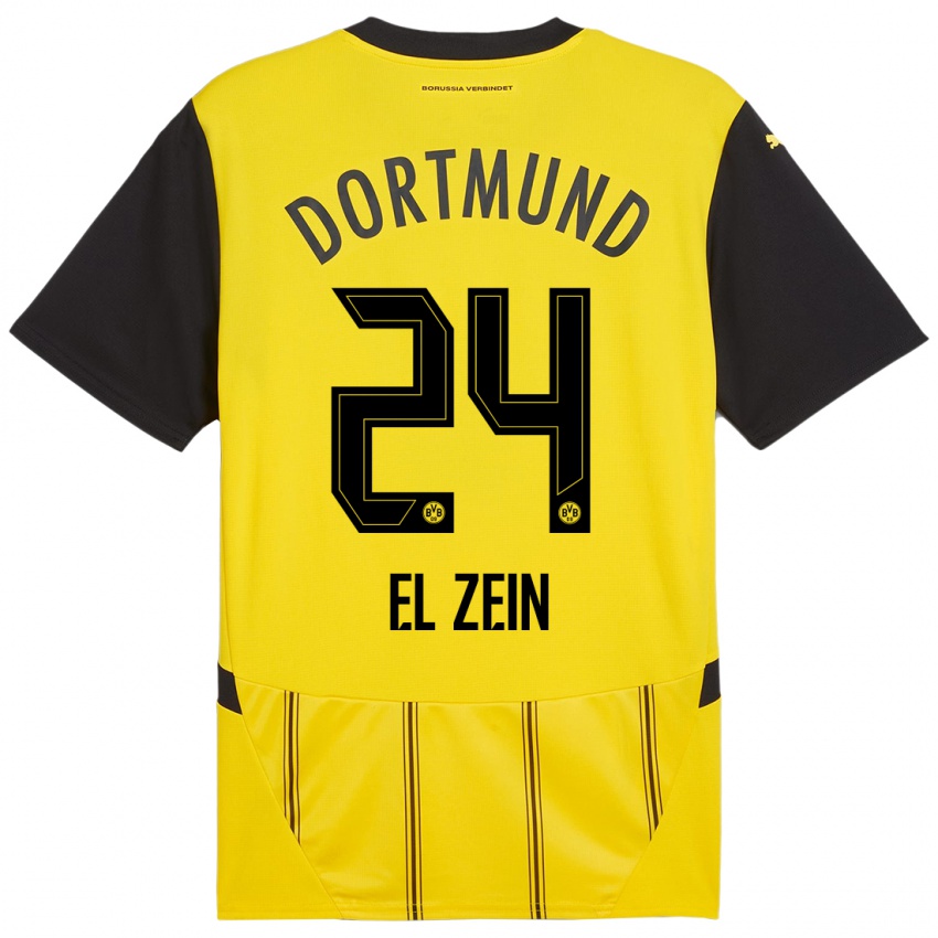 Hombre Camiseta Abu-Bekir Omer El-Zein #24 Amarillo Negro 1ª Equipación 2024/25 La Camisa México