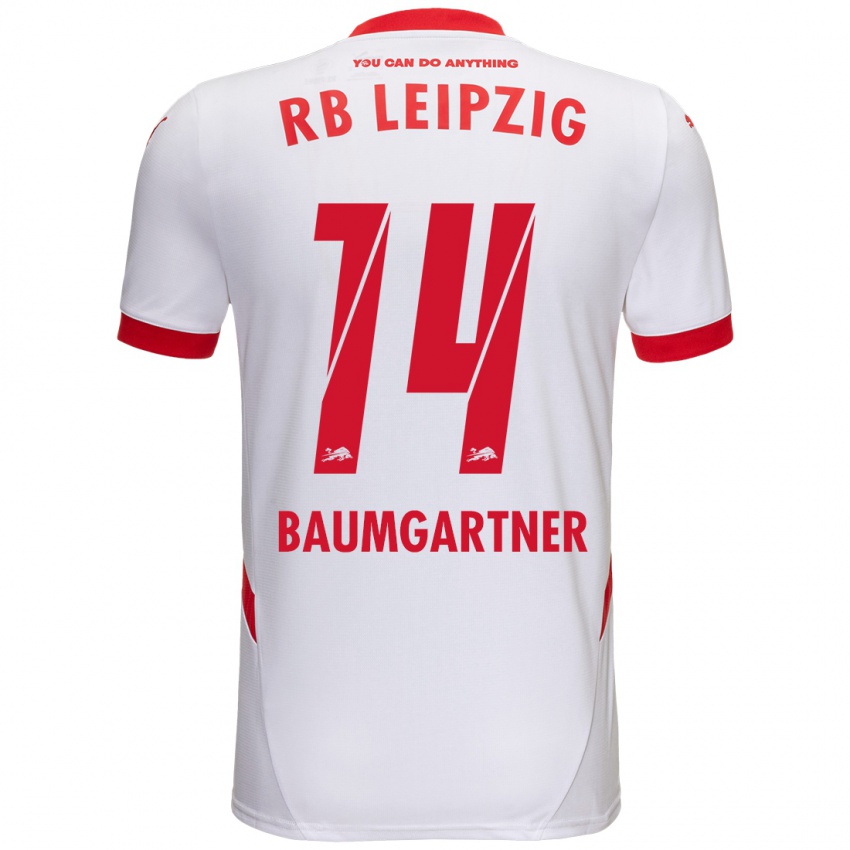 Hombre Camiseta Christoph Baumgartner #14 Blanco Rojo 1ª Equipación 2024/25 La Camisa México