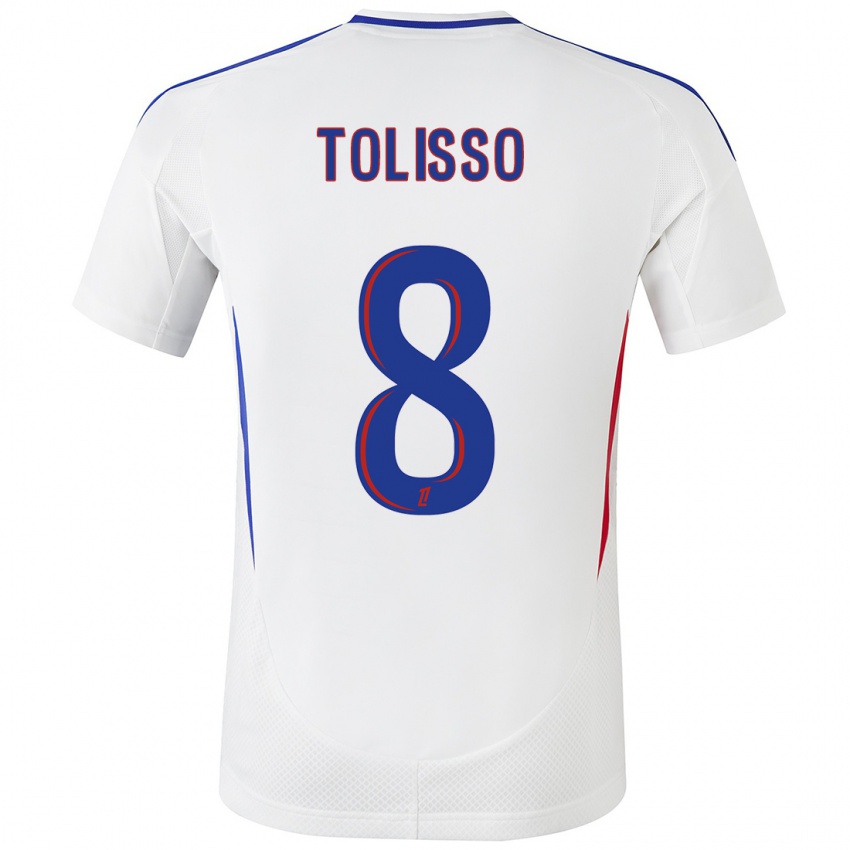 Hombre Camiseta Corentin Tolisso #8 Blanco Azul 1ª Equipación 2024/25 La Camisa México