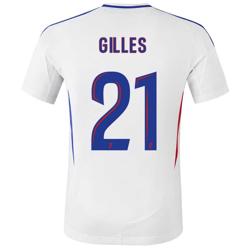 Hombre Camiseta Vanessa Gilles #21 Blanco Azul 1ª Equipación 2024/25 La Camisa México