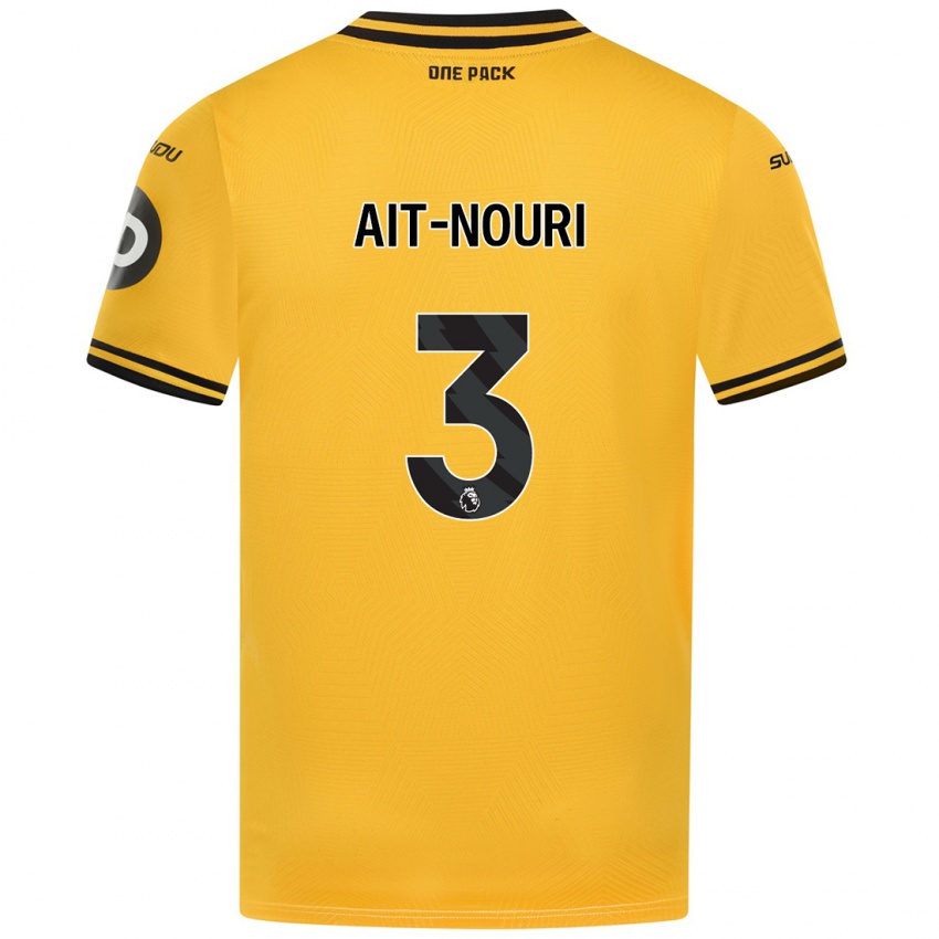 Hombre Camiseta Rayan Ait-Nouri #3 Amarillo 1ª Equipación 2024/25 La Camisa México