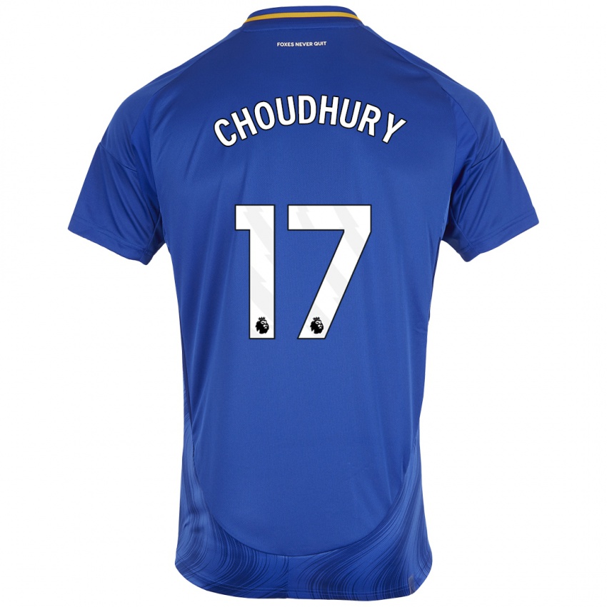 Hombre Camiseta Hamza Choudhury #17 Azul Blanco 1ª Equipación 2024/25 La Camisa México