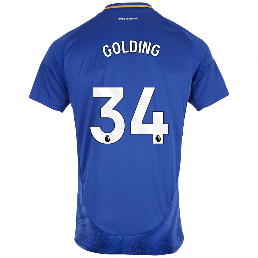 Hombre Camiseta Michael Golding #34 Azul Blanco 1ª Equipación 2024/25 La Camisa México