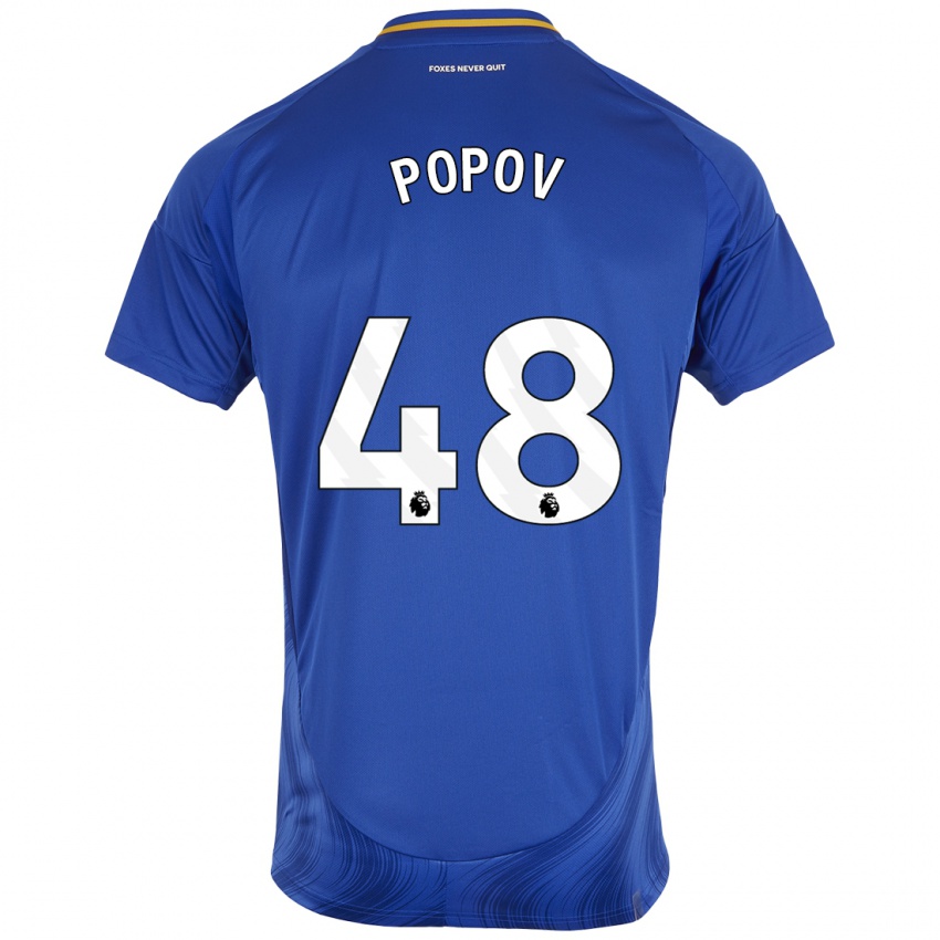 Hombre Camiseta Chris Popov #48 Azul Blanco 1ª Equipación 2024/25 La Camisa México