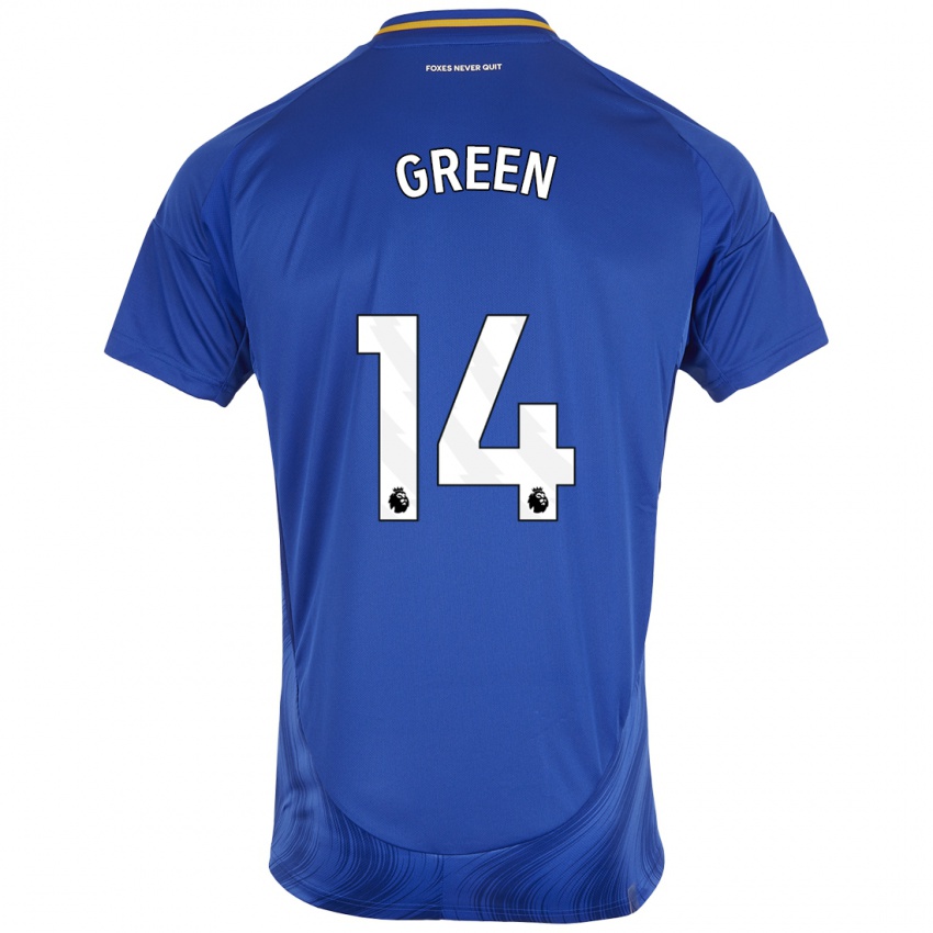 Hombre Camiseta Josie Green #14 Azul Blanco 1ª Equipación 2024/25 La Camisa México