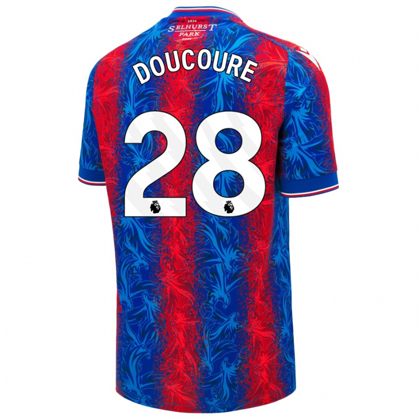 Hombre Camiseta Cheick Doucoure #28 Rayas Rojas Y Azules 1ª Equipación 2024/25 La Camisa México