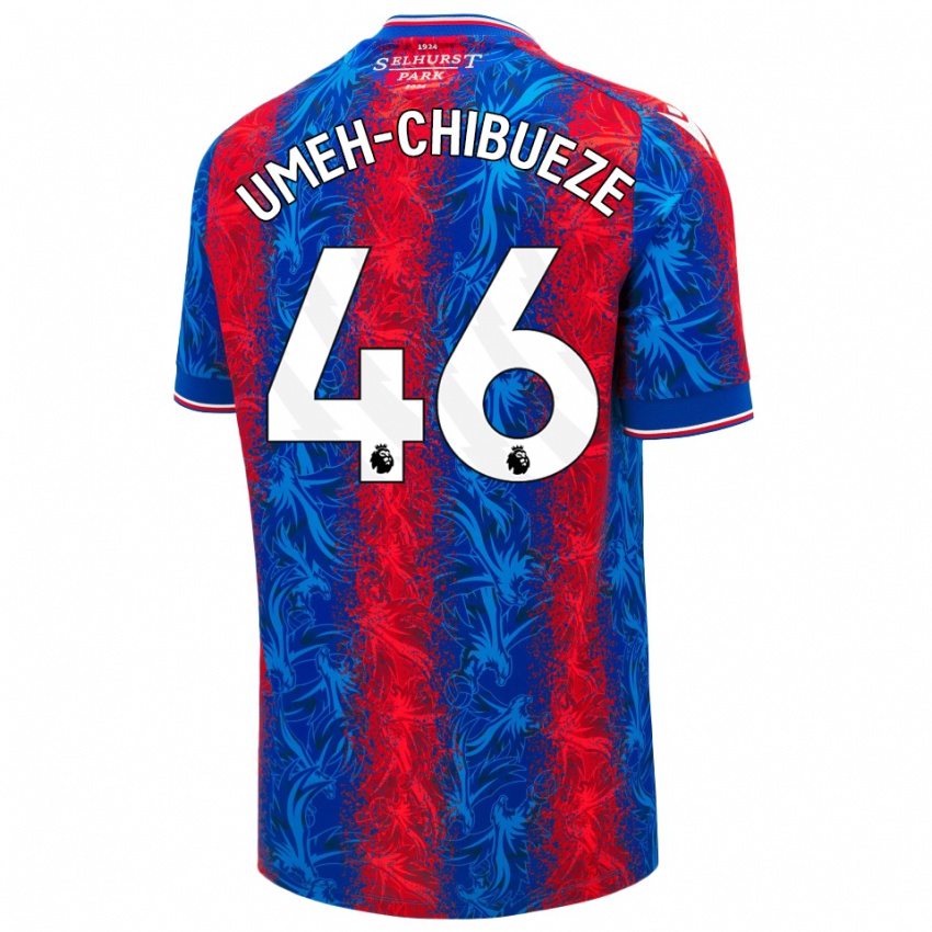 Hombre Camiseta Franco Umeh-Chibueze #46 Rayas Rojas Y Azules 1ª Equipación 2024/25 La Camisa México