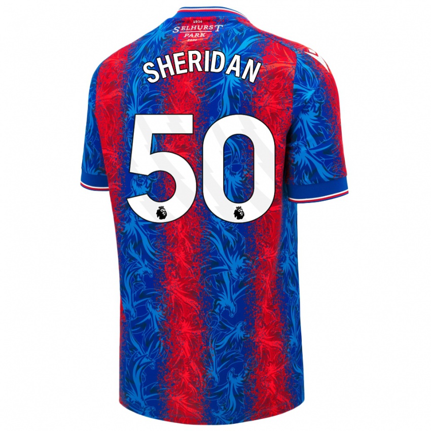 Hombre Camiseta Joe Sheridan #50 Rayas Rojas Y Azules 1ª Equipación 2024/25 La Camisa México