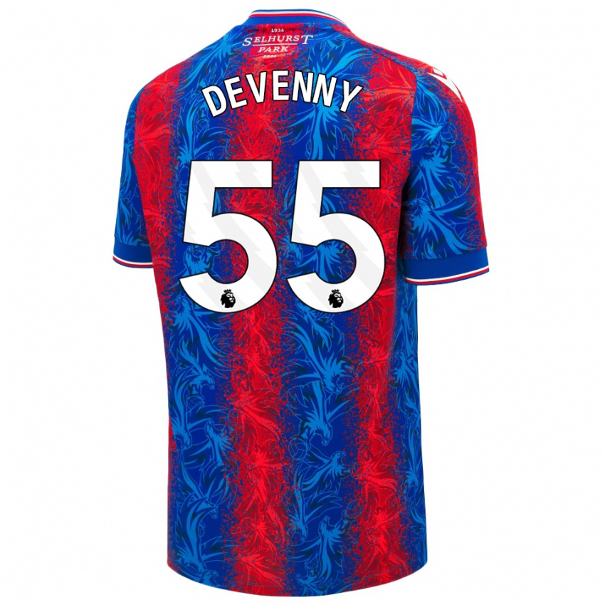 Hombre Camiseta Justin Devenny #55 Rayas Rojas Y Azules 1ª Equipación 2024/25 La Camisa México