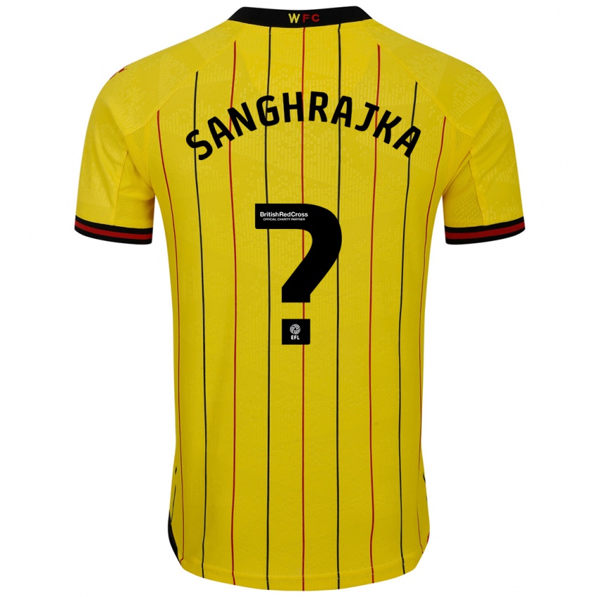 Hombre Camiseta Amar Sanghrajka #0 Amarillo Negro 1ª Equipación 2024/25 La Camisa México