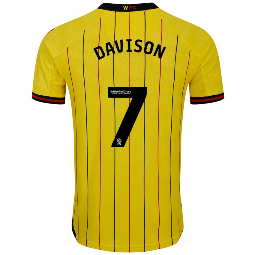 Hombre Camiseta Gemma Davison #7 Amarillo Negro 1ª Equipación 2024/25 La Camisa México