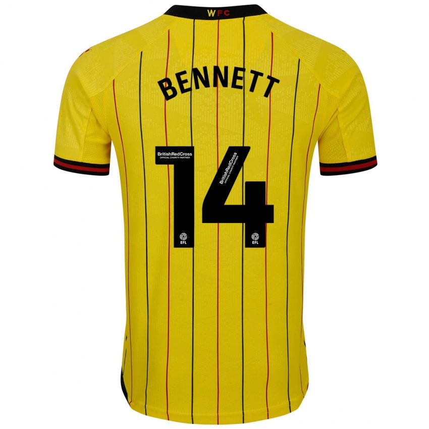 Hombre Camiseta Harley Bennett #14 Amarillo Negro 1ª Equipación 2024/25 La Camisa México