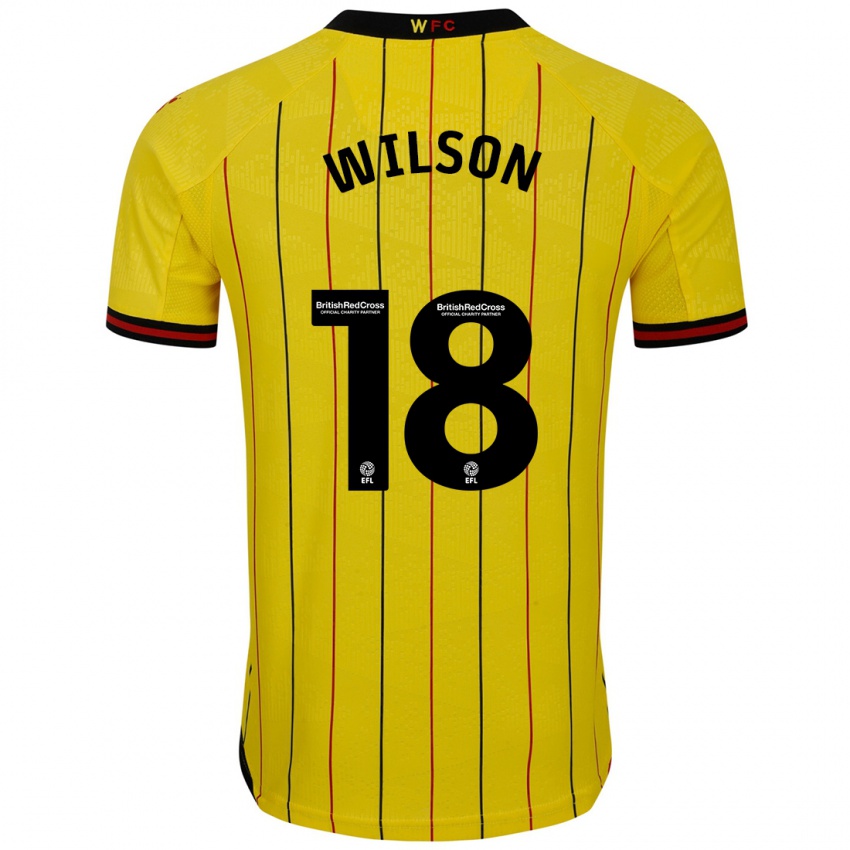 Hombre Camiseta Poppy Wilson #18 Amarillo Negro 1ª Equipación 2024/25 La Camisa México