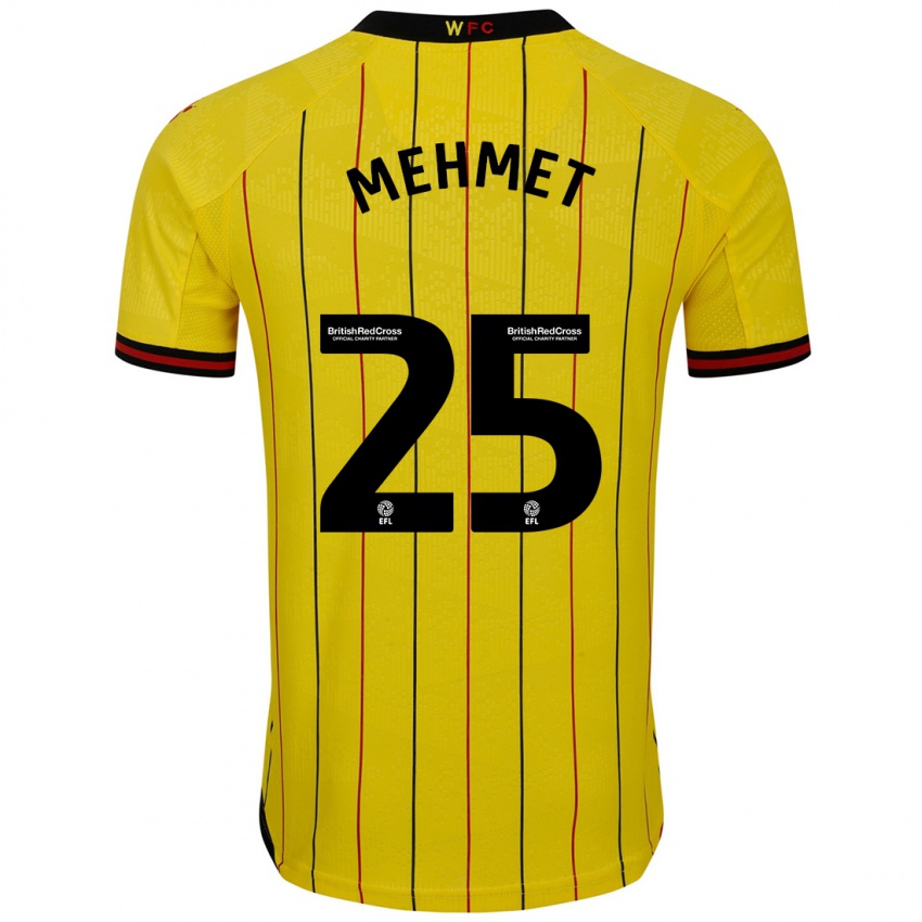 Hombre Camiseta Melis Mehmet #25 Amarillo Negro 1ª Equipación 2024/25 La Camisa México