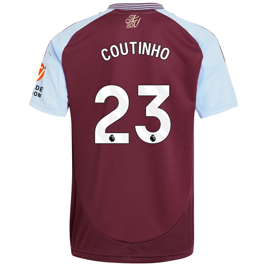 Hombre Camiseta Philippe Coutinho #23 Borgoña Azul Cielo 1ª Equipación 2024/25 La Camisa México