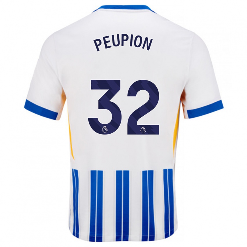 Hombre Camiseta Cameron Peupion #32 Blanco Azul Rayas 1ª Equipación 2024/25 La Camisa México